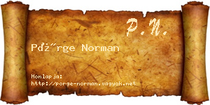 Pörge Norman névjegykártya